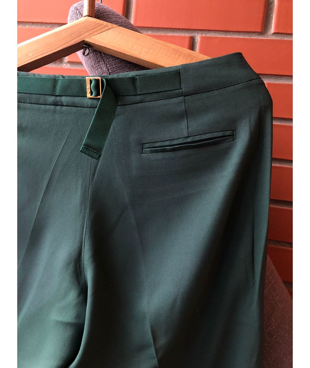 LIU JO Зеленые вискозные прямые брюки, фото 2