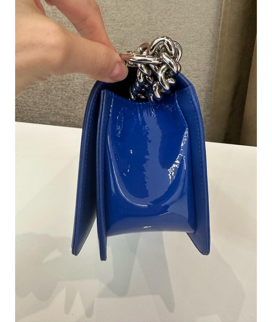 CHANEL Синяя сумка через плечо из лакированной кожи, фото 8