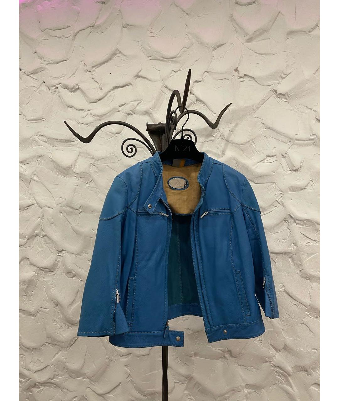 FENDI Синяя кожаная куртка, фото 5