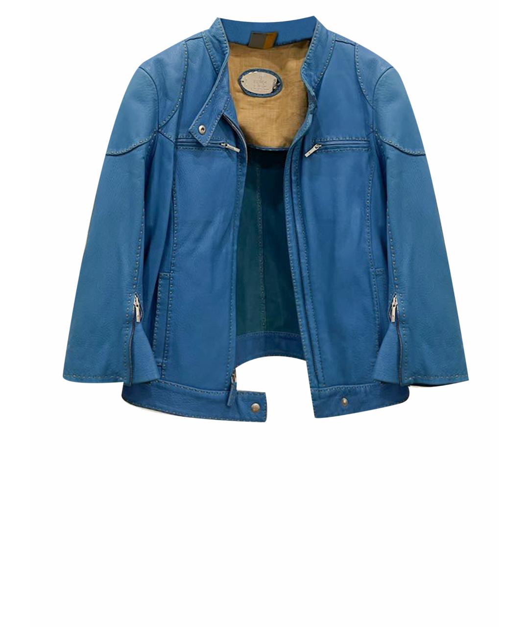 FENDI Синяя кожаная куртка, фото 1