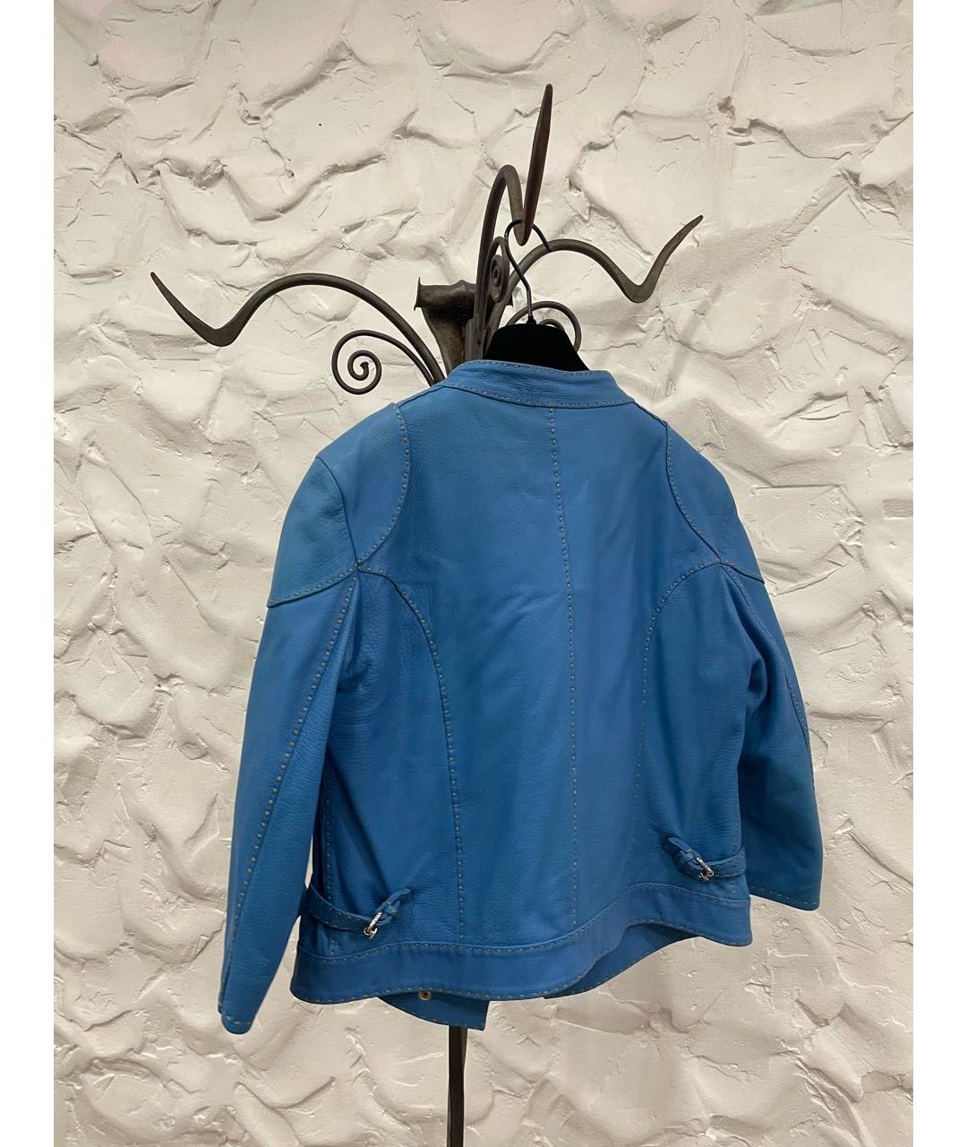 FENDI Синяя кожаная куртка, фото 2