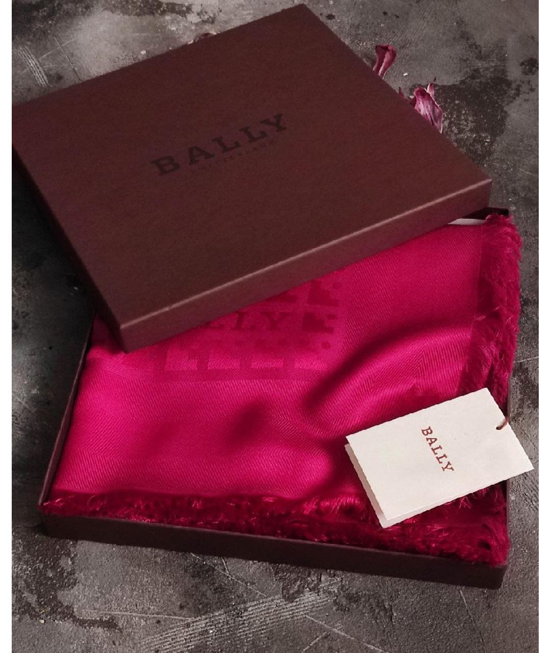 BALLY Розовый шерстяной платок, фото 8