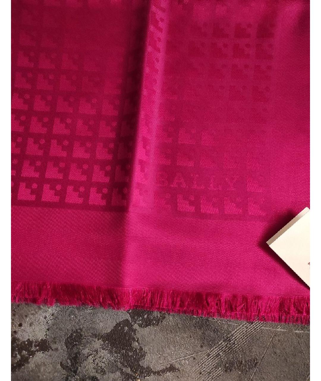 BALLY Розовый шерстяной платок, фото 7
