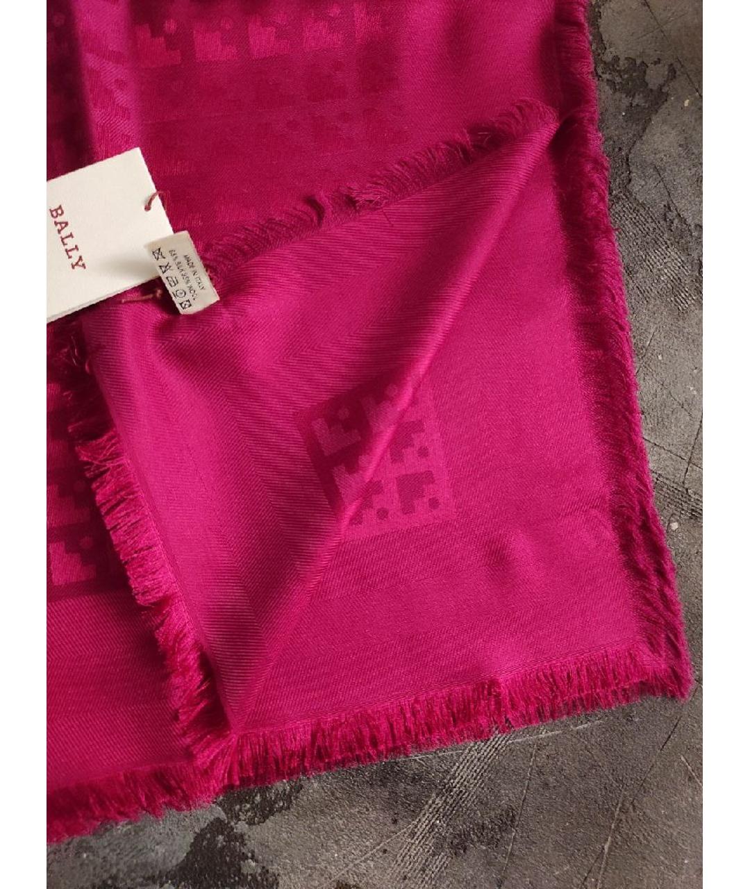 BALLY Розовый шерстяной платок, фото 4