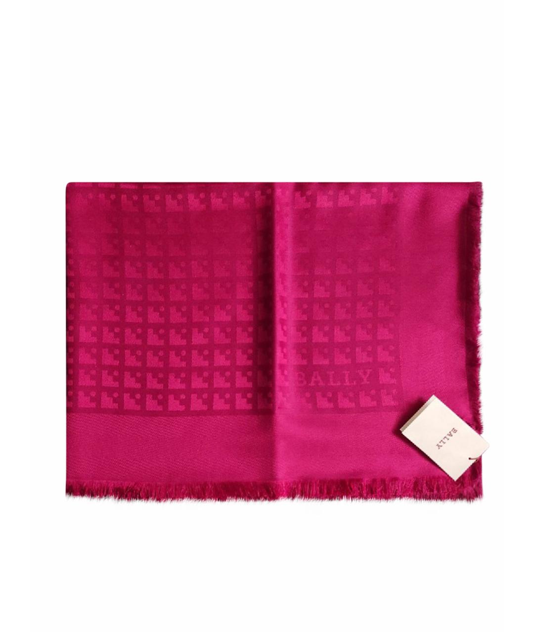 BALLY Розовый шерстяной платок, фото 1