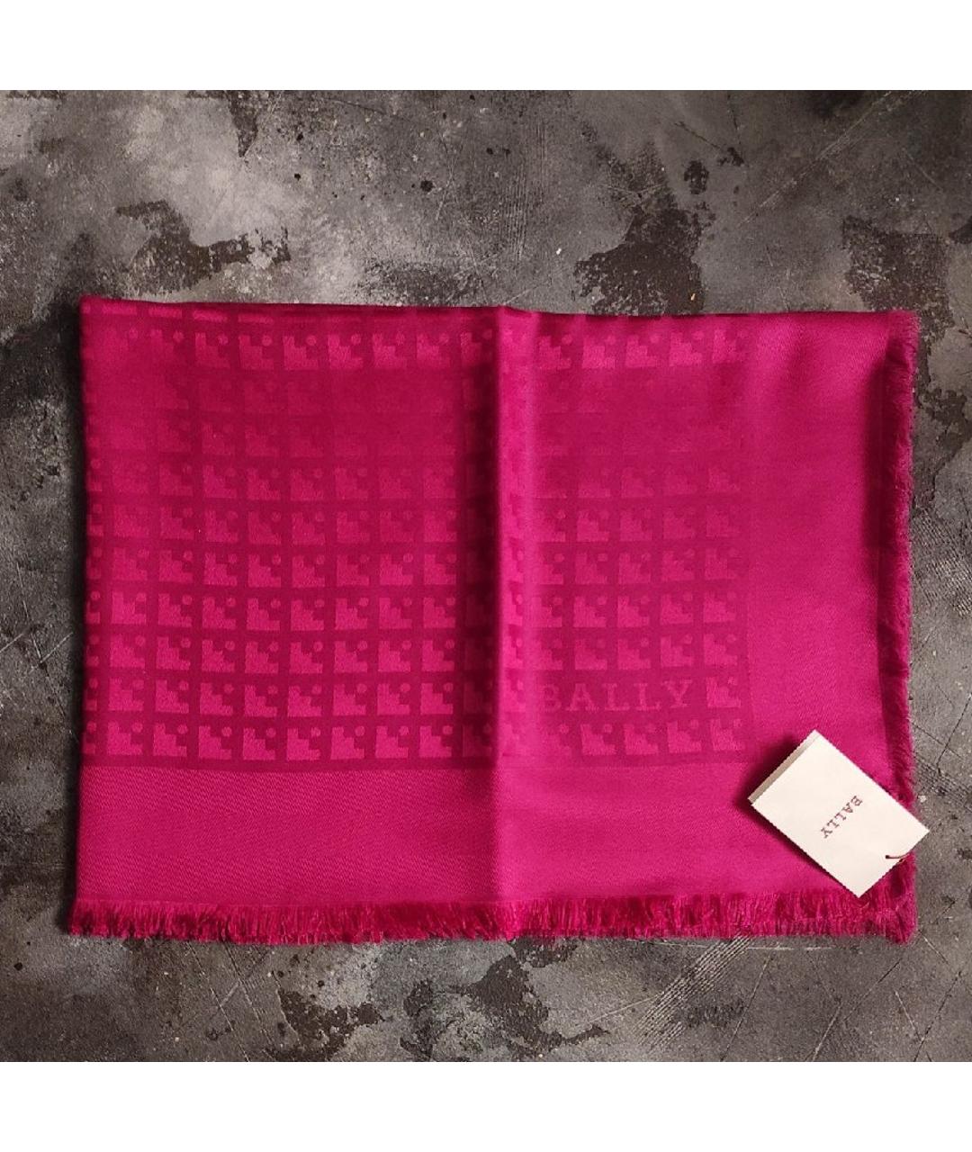 BALLY Розовый шерстяной платок, фото 9