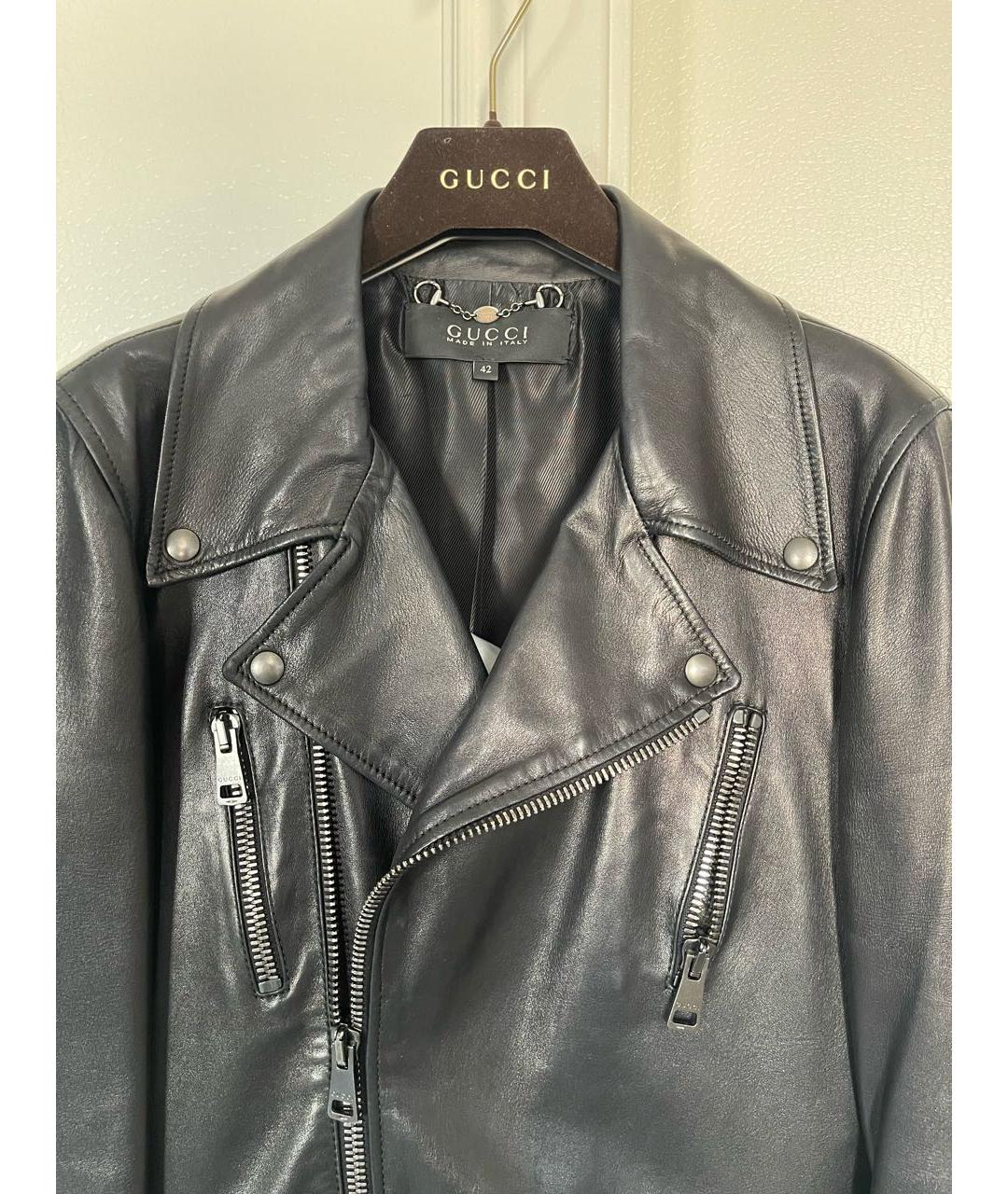 GUCCI Черная кожаная куртка, фото 3