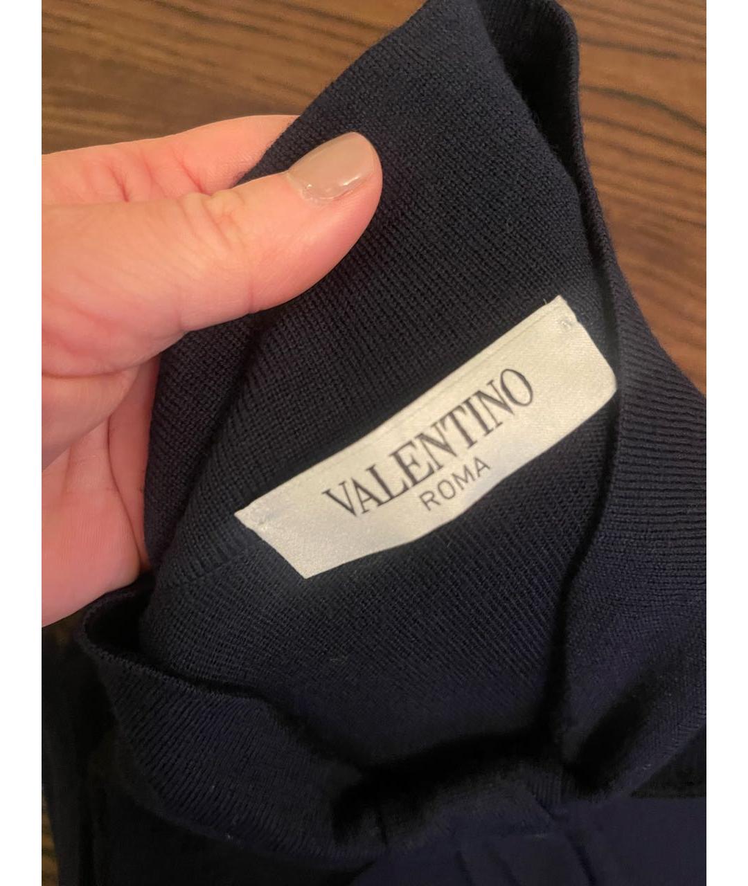 VALENTINO Темно-синее шерстяное повседневное платье, фото 3