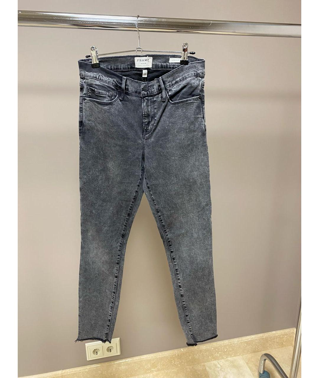 FRAME Серые хлопко-эластановые джинсы слим, фото 5