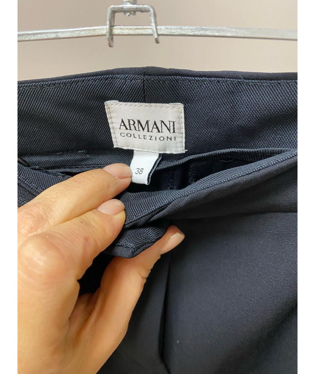 ARMANI COLLEZIONI Темно-синие хлопковые прямые брюки, фото 3