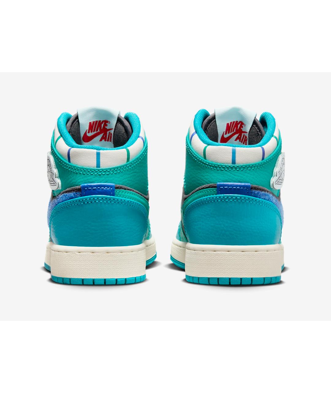 JORDAN Бирюзовые кожаные высокие кроссовки / кеды, фото 4