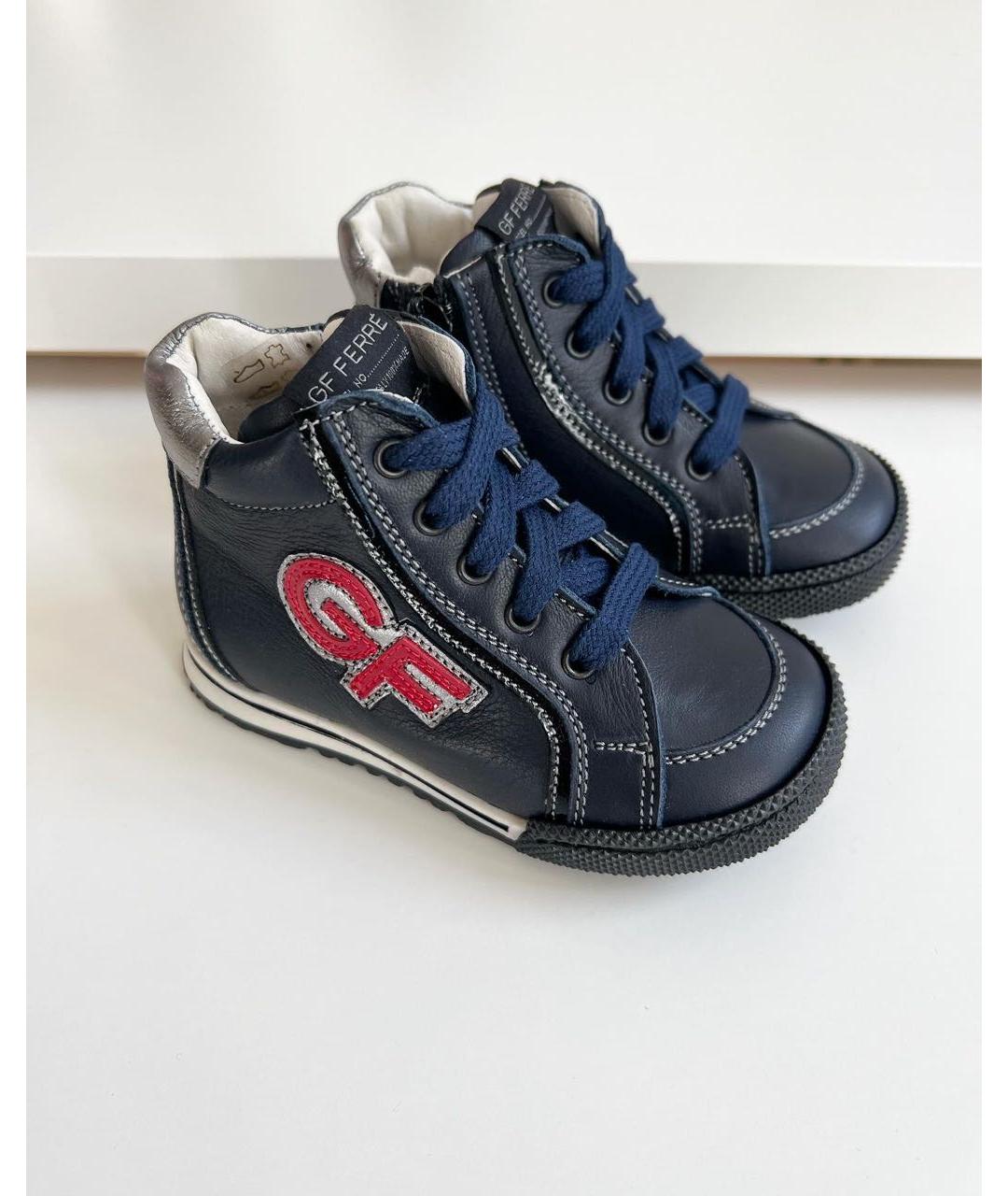 GIANFRANCO FERRE Темно-синие кожаные ботинки, фото 2