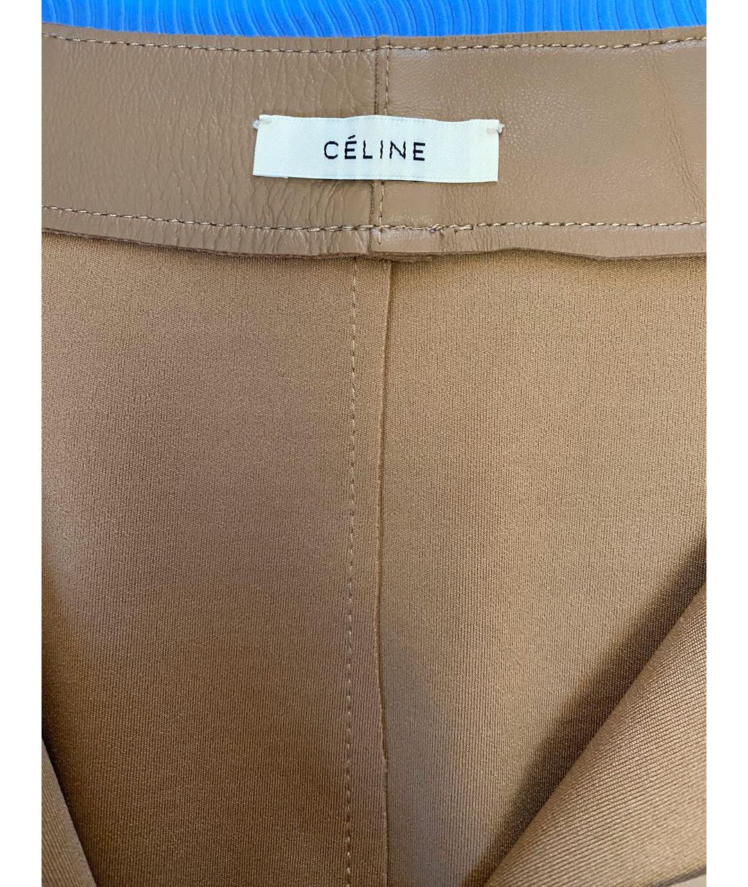 CELINE PRE-OWNED Коричневая кожаная юбка мини, фото 3