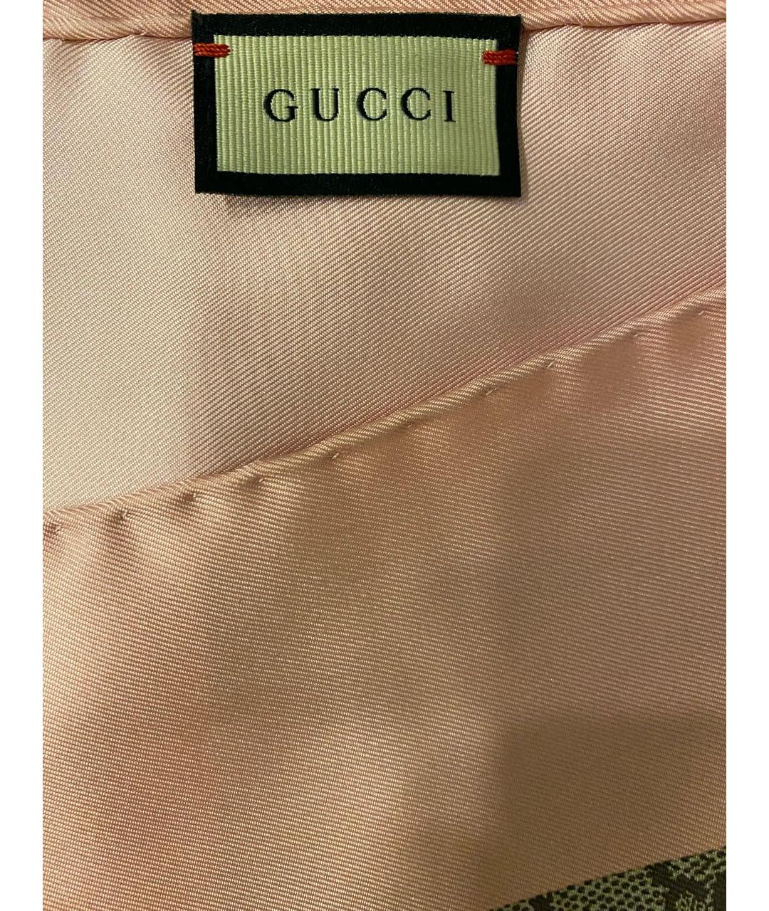 GUCCI Розовый шелковый платок, фото 3