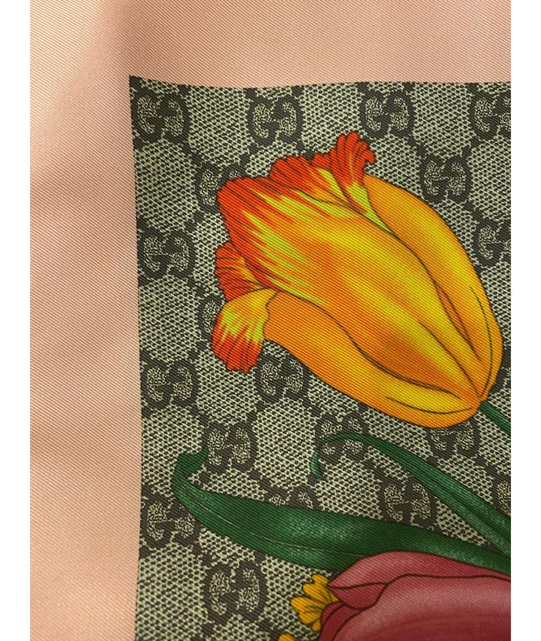 GUCCI Розовый шелковый платок, фото 2