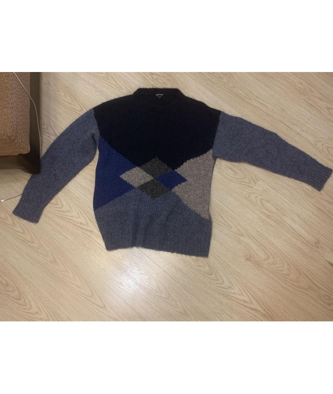 GIORGIO ARMANI Темно-синий шерстяной джемпер / свитер, фото 5