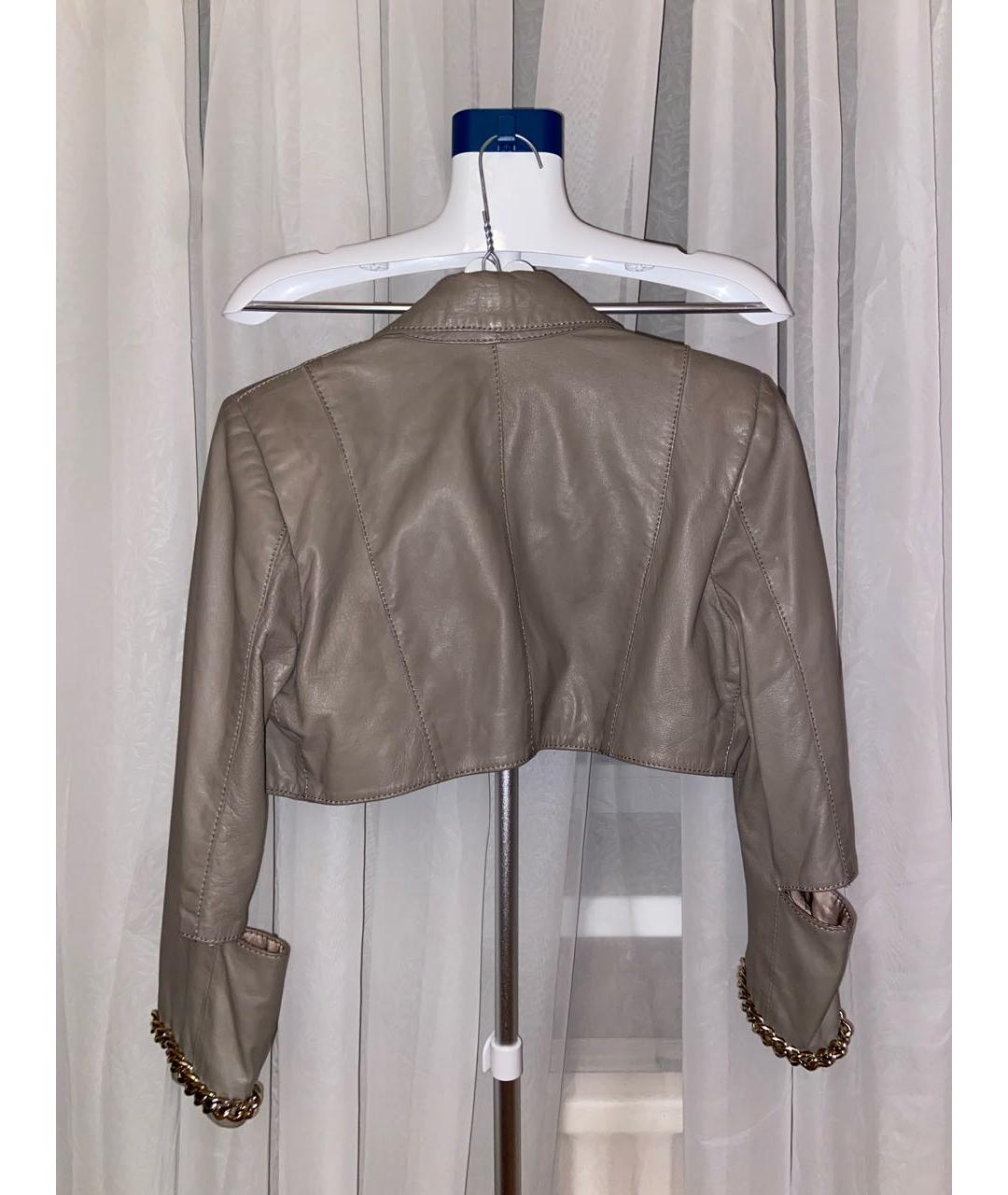 ELISABETTA FRANCHI Антрацитовая кожаная куртка, фото 2