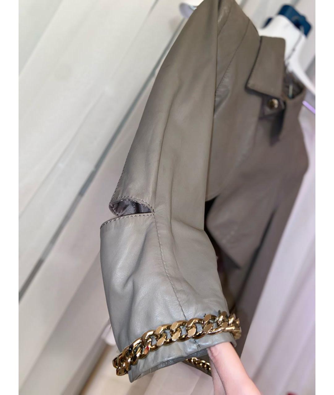 ELISABETTA FRANCHI Антрацитовая кожаная куртка, фото 5