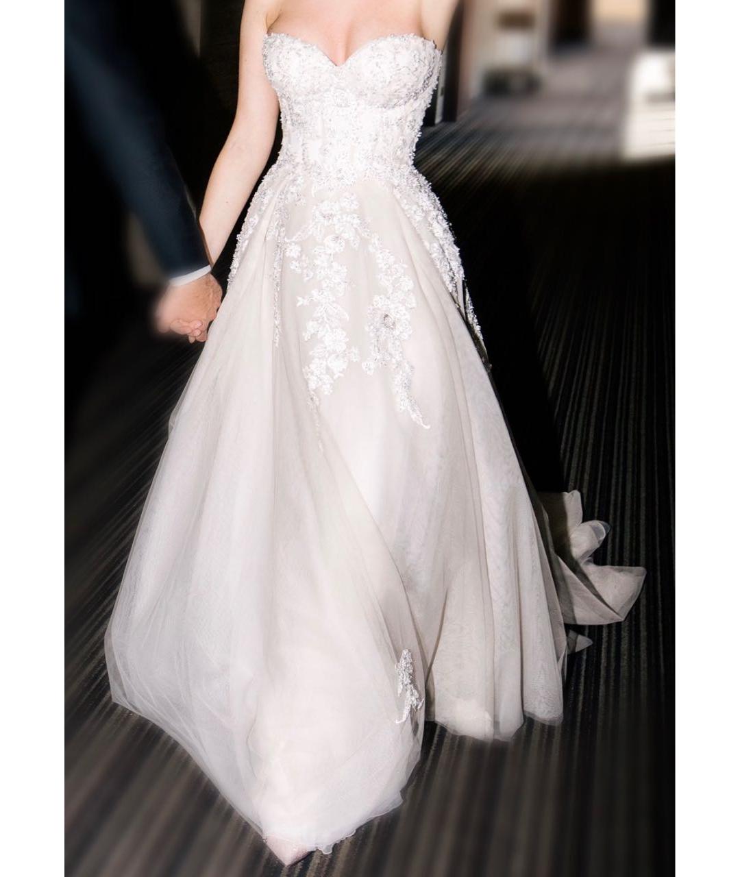 GALIA LAHAV Бежевое шелковое свадебное платье, фото 7