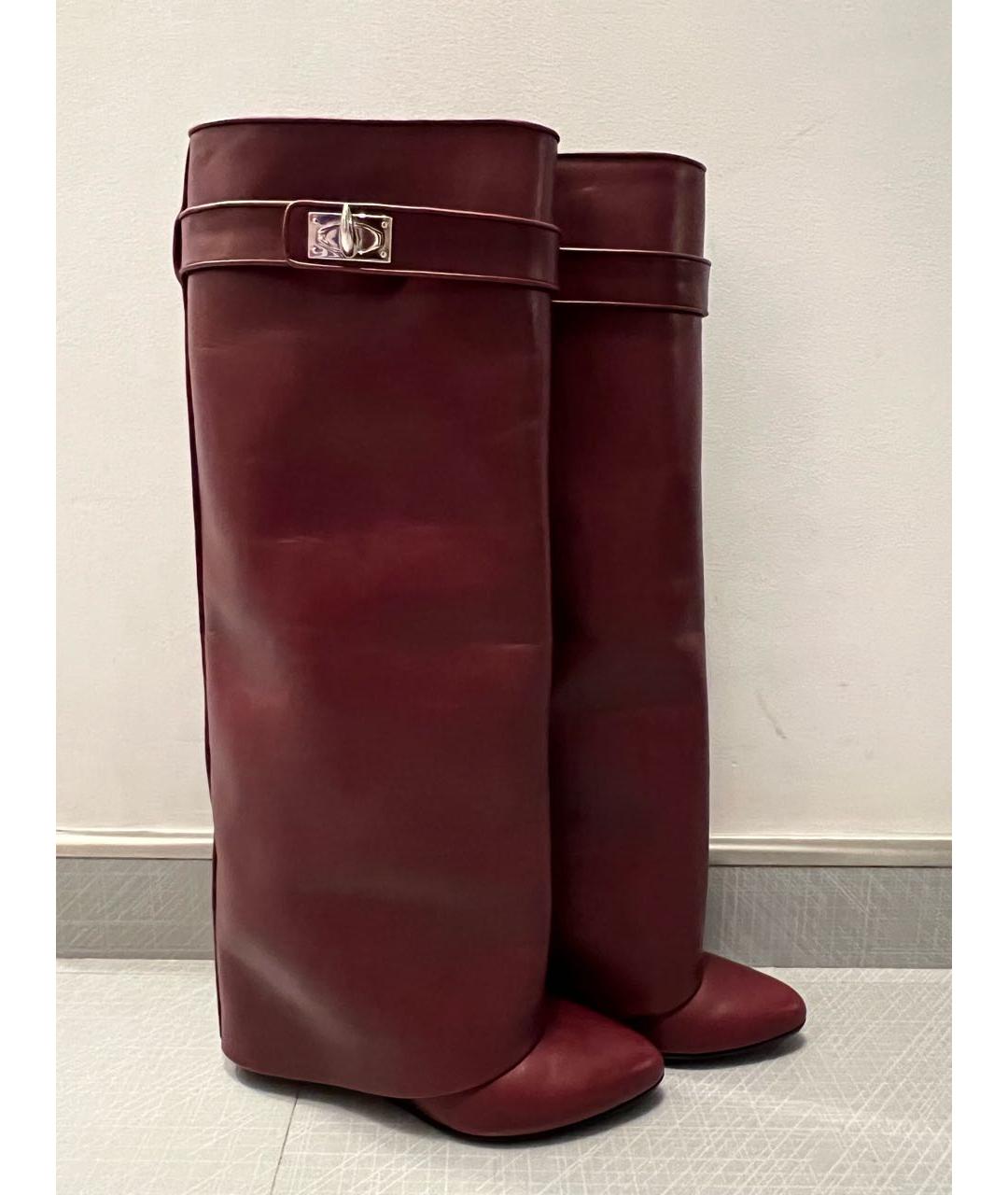 GIVENCHY Бордовые кожаные сапоги, фото 5