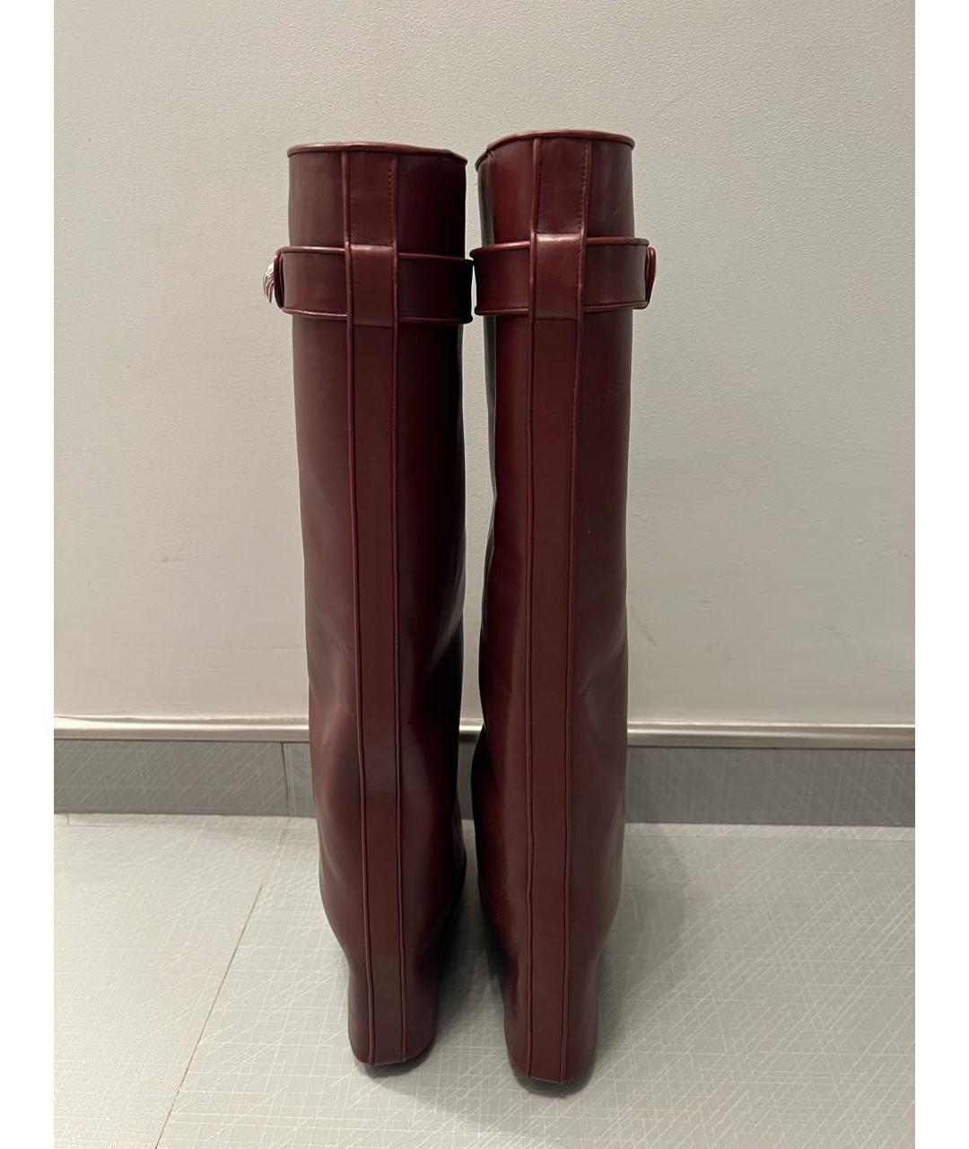 GIVENCHY Бордовые кожаные сапоги, фото 2