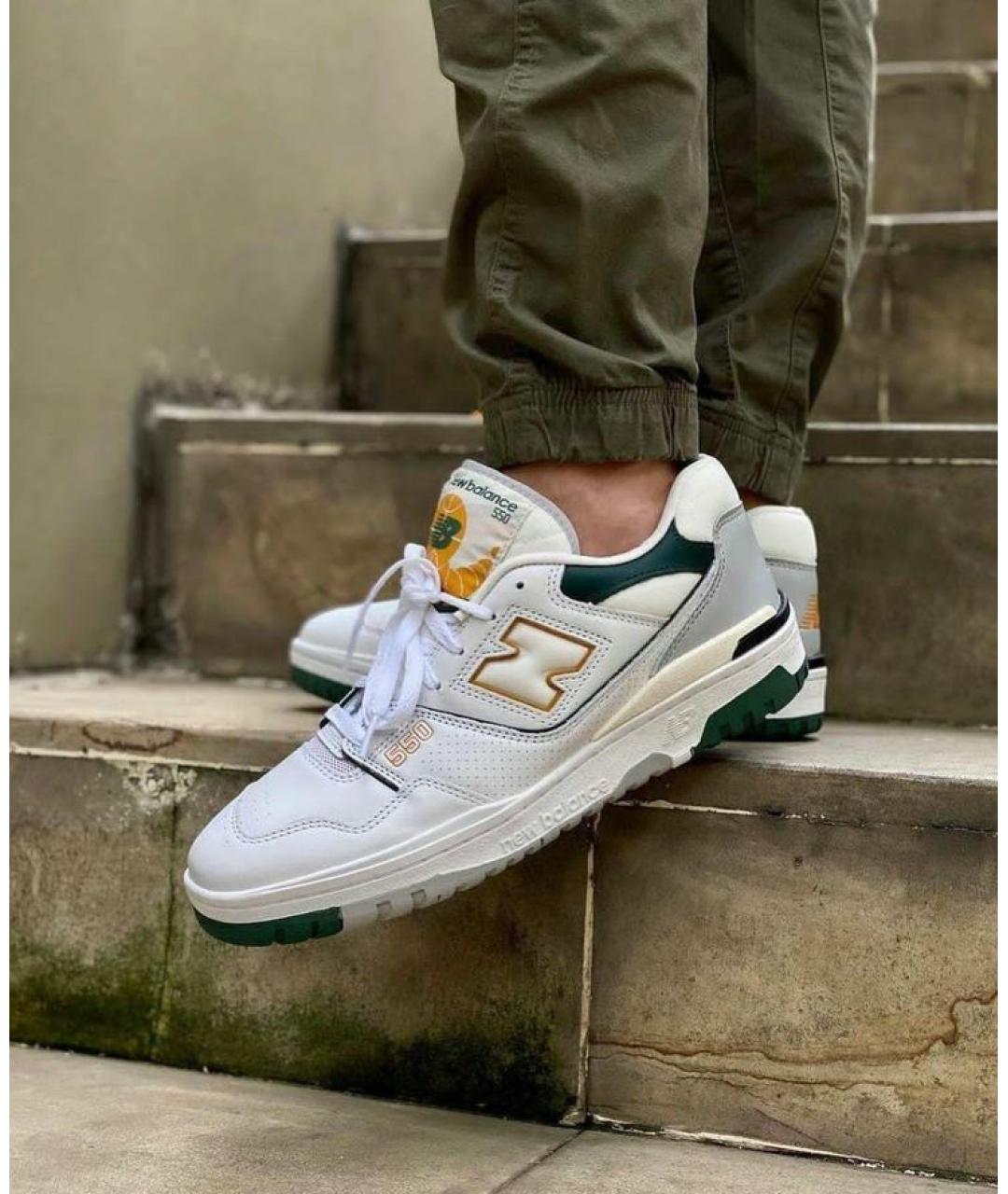 NEW BALANCE Зеленые кожаные низкие кроссовки / кеды, фото 5