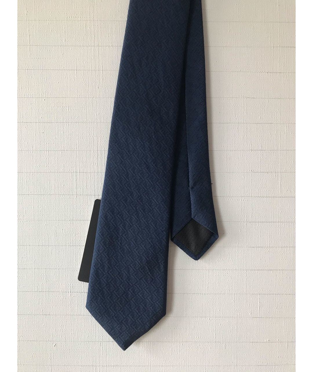 FENDI Темно-синий шелковый галстук, фото 2