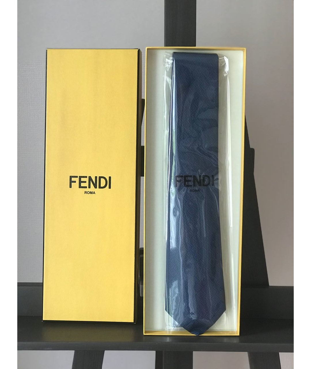 FENDI Темно-синий шелковый галстук, фото 7