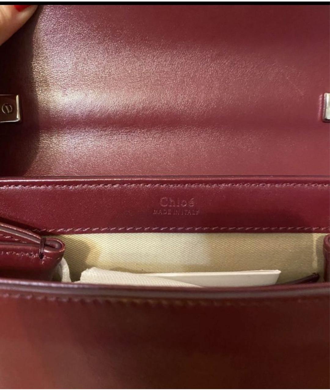 CHLOE Бордовая кожаная сумка с короткими ручками, фото 3