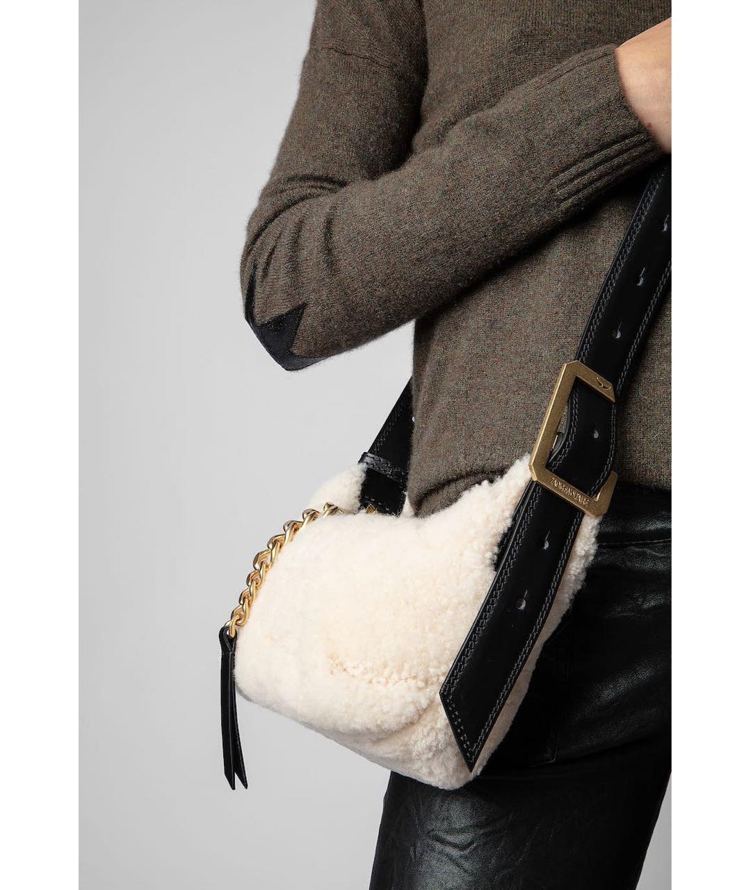 ZADIG & VOLTAIRE Бежевая кожаная сумка через плечо, фото 4