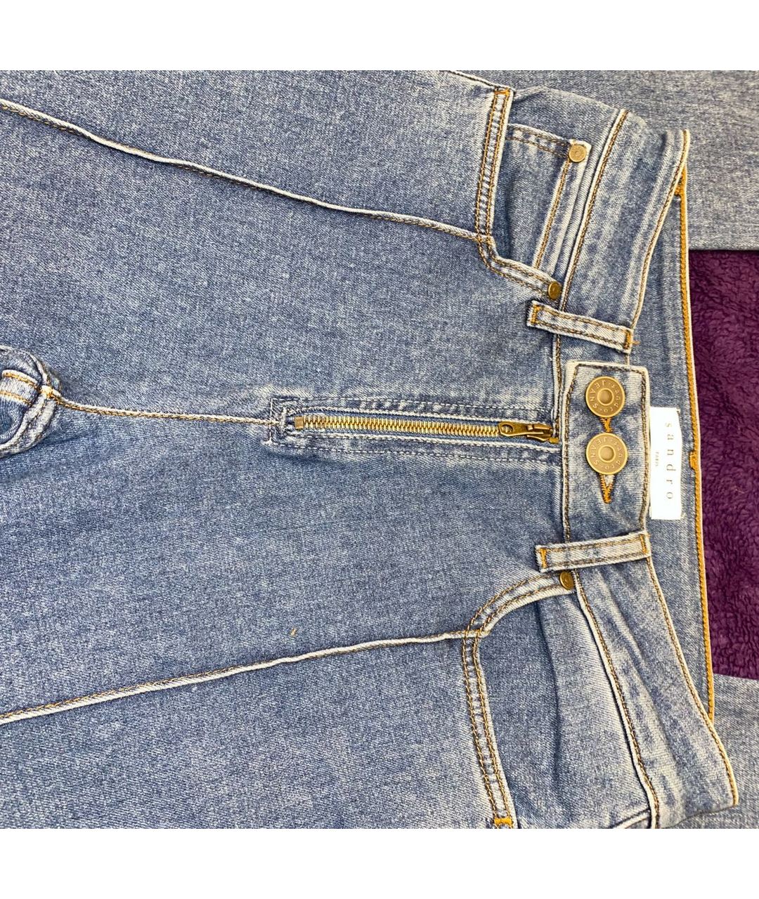 SANDRO Голубые хлопко-полиэстеровые джинсы слим, фото 4