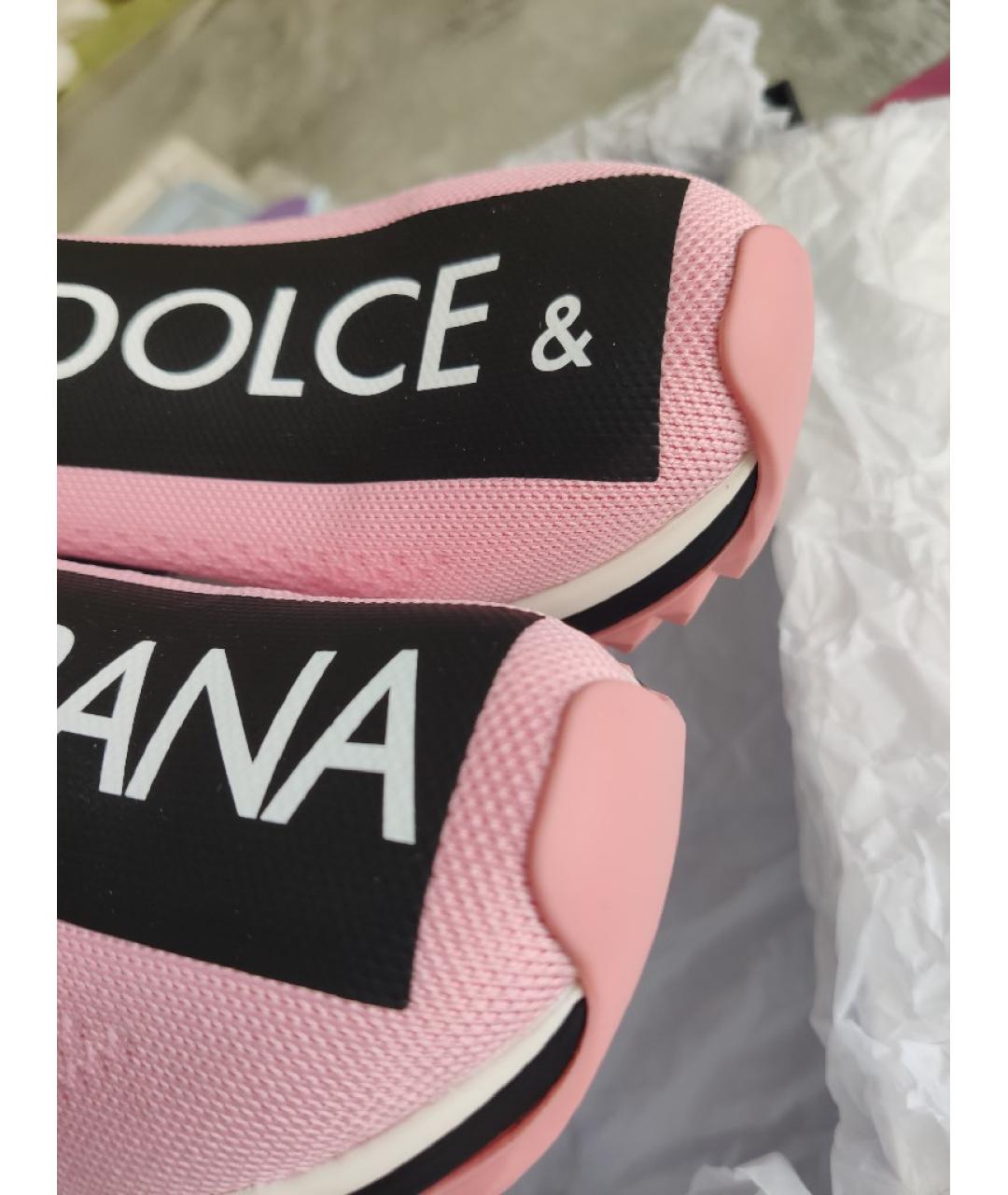 DOLCE&GABBANA Розовые текстильные кроссовки, фото 8