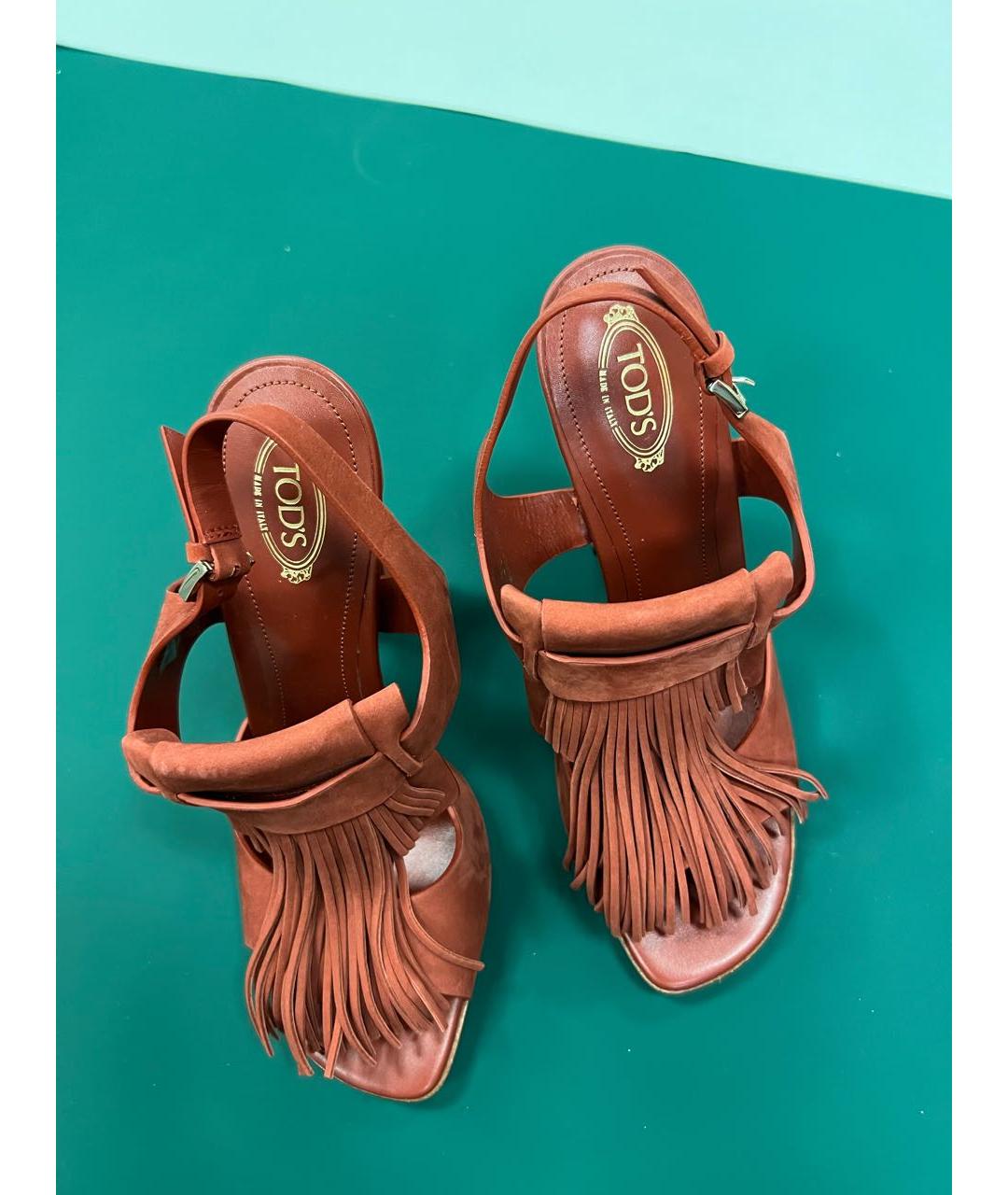 TOD'S Коралловые замшевые босоножки, фото 2