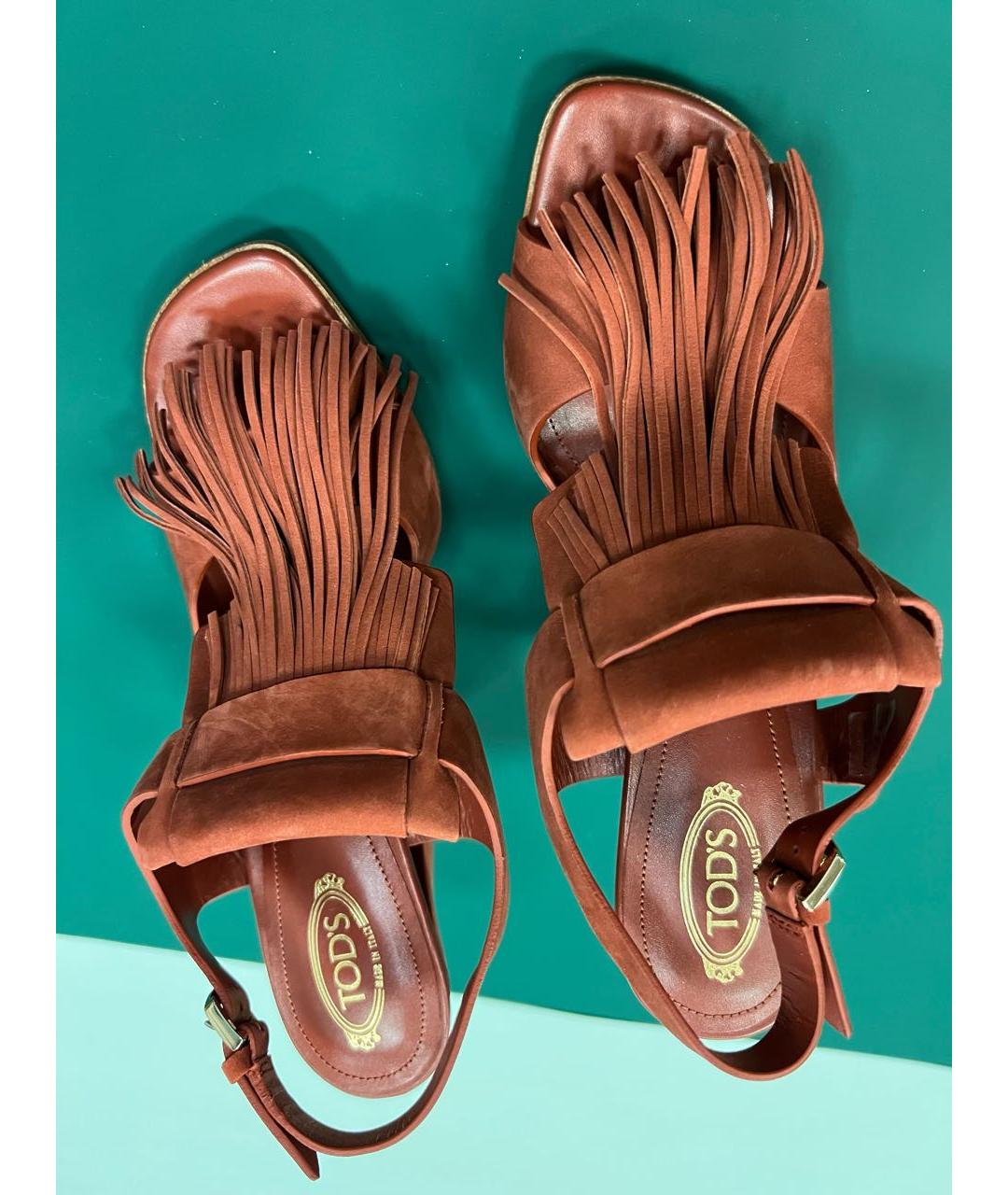 TOD'S Коралловые замшевые босоножки, фото 4