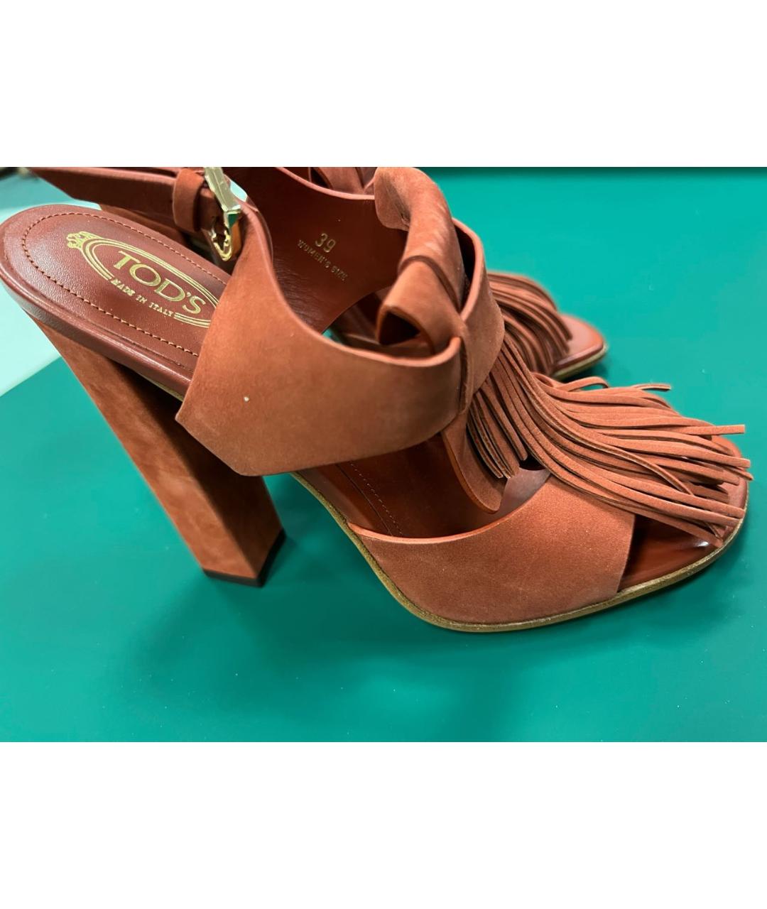 TOD'S Коралловые замшевые босоножки, фото 3