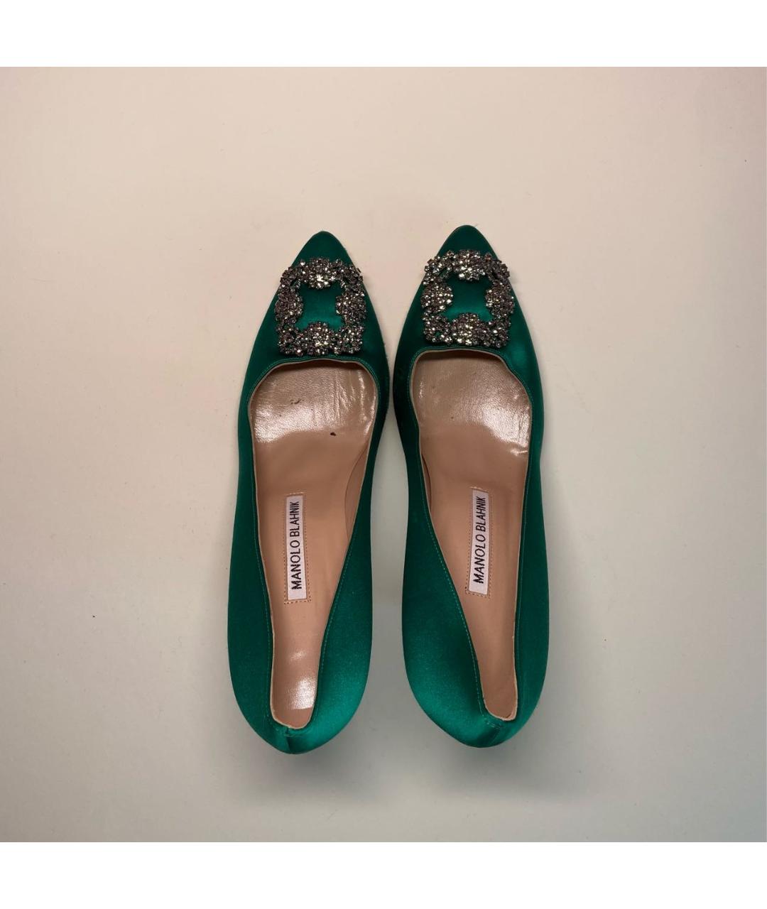 MANOLO BLAHNIK Зеленые кожаные туфли, фото 3