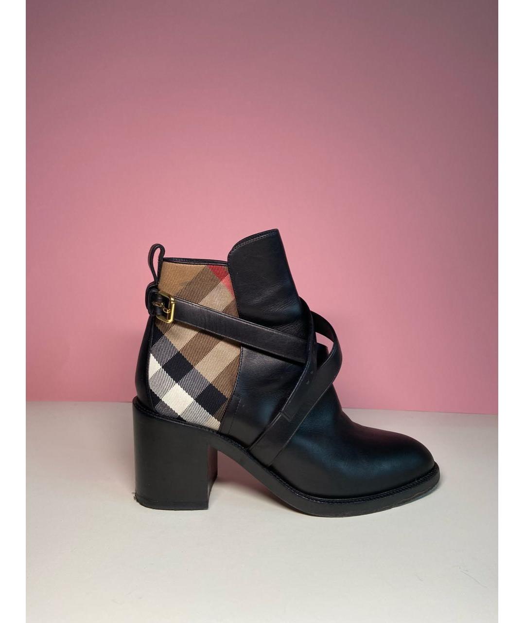 BURBERRY Черные кожаные ботильоны, фото 7