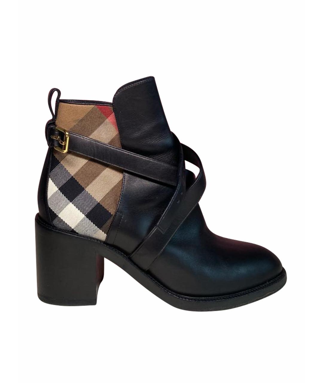 BURBERRY Черные кожаные ботильоны, фото 1