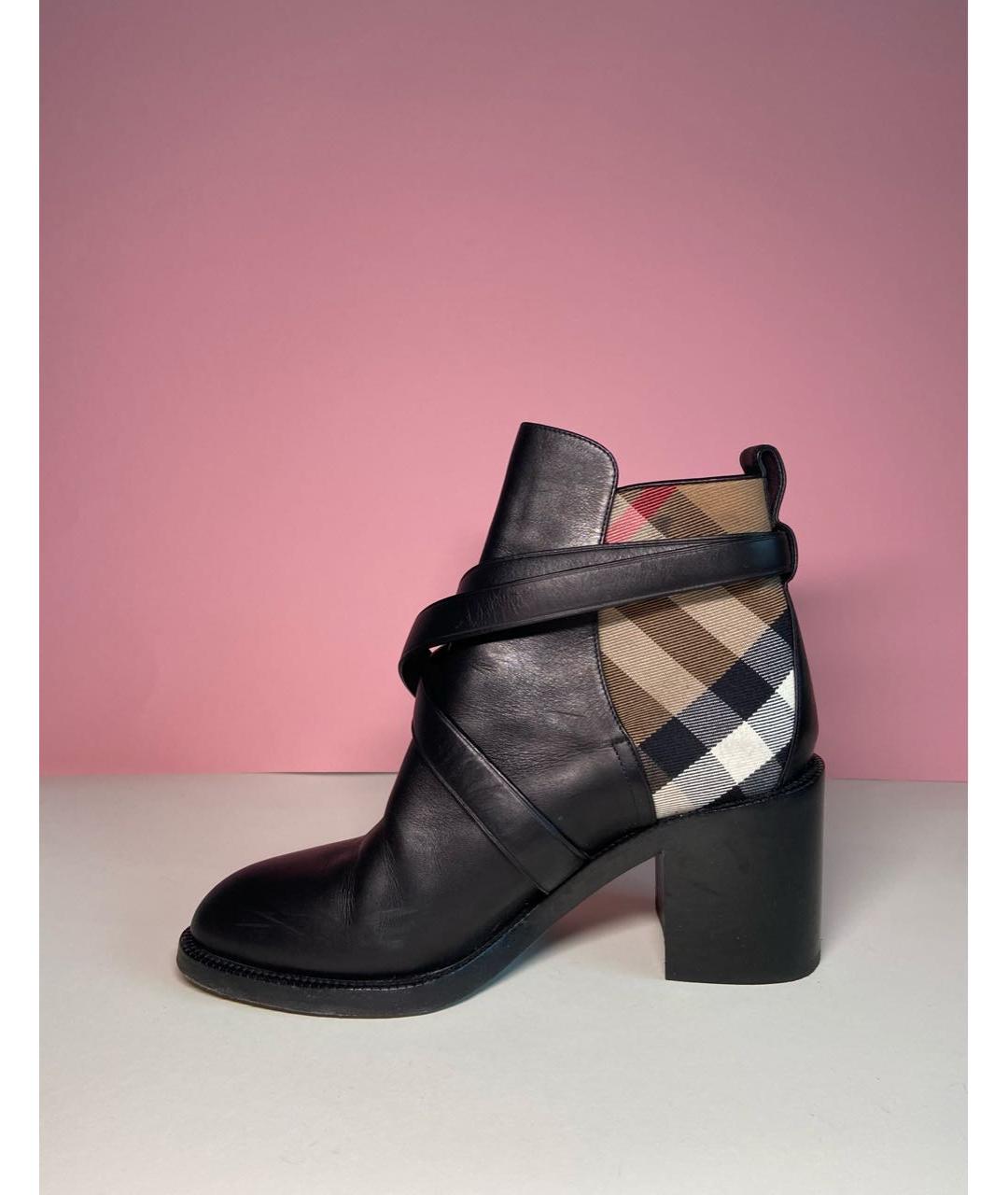 BURBERRY Черные кожаные ботильоны, фото 5