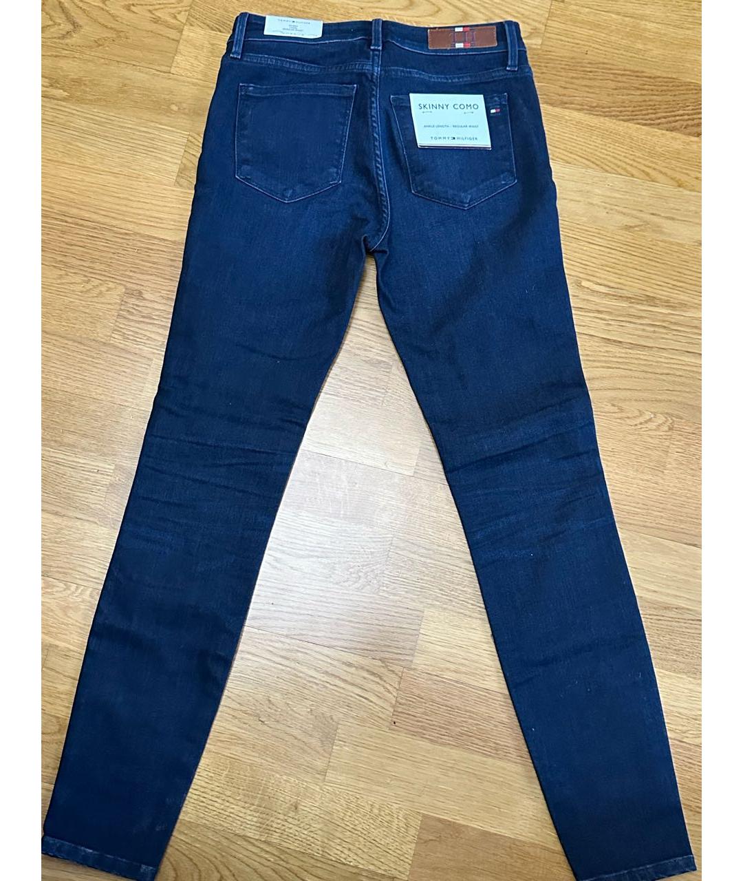 TOMMY HILFIGER Темно-синие хлопко-полиэстеровые джинсы слим, фото 2