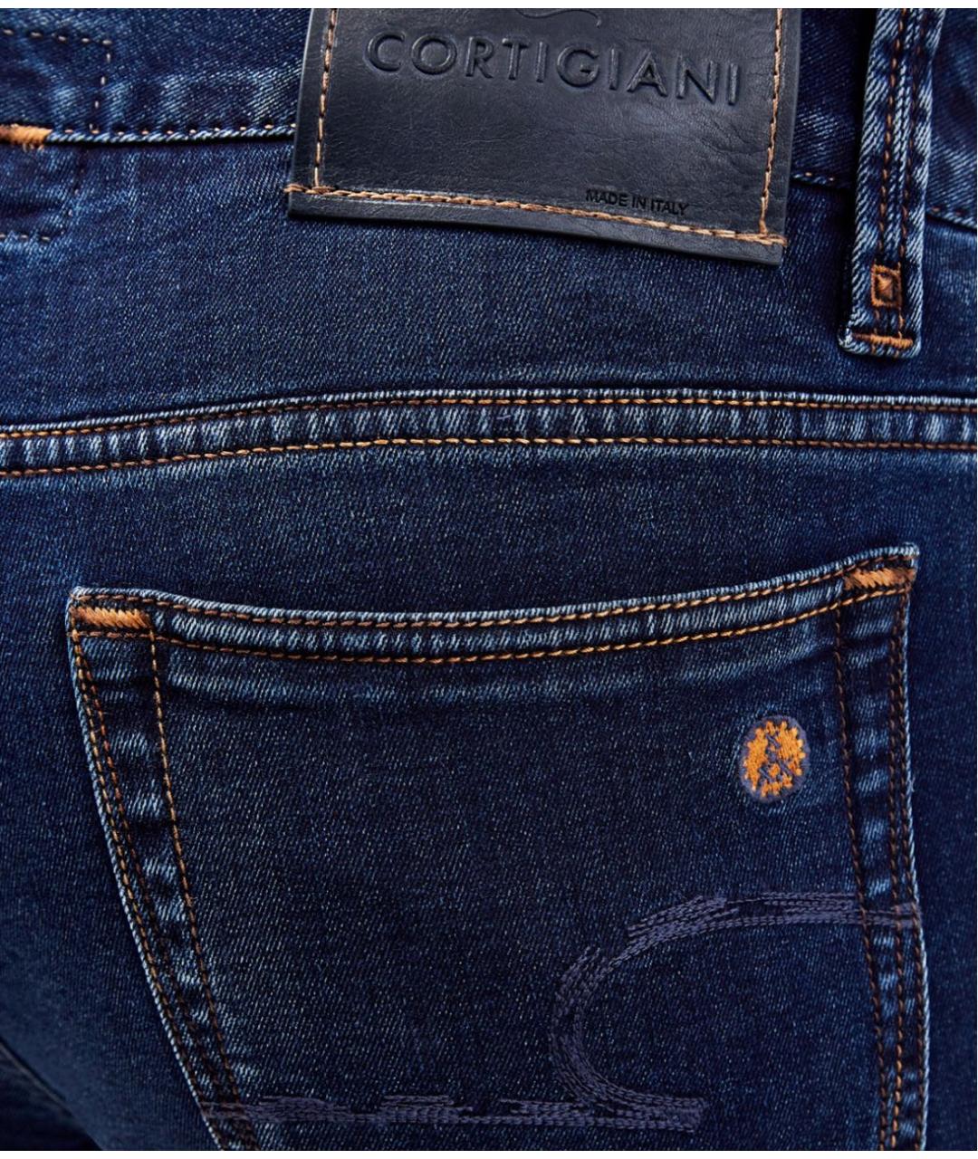 CORTIGIANI Темно-синие хлопко-лиоцелловые джинсы скинни, фото 6