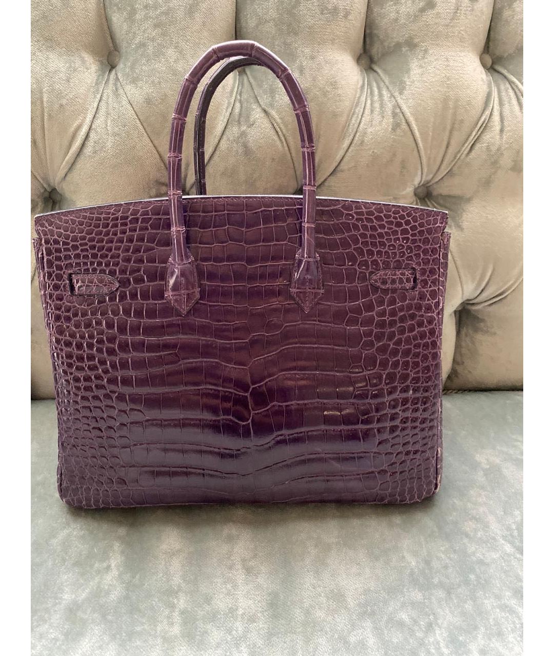 HERMES PRE-OWNED Фиолетовая сумка тоут из экзотической кожи, фото 4