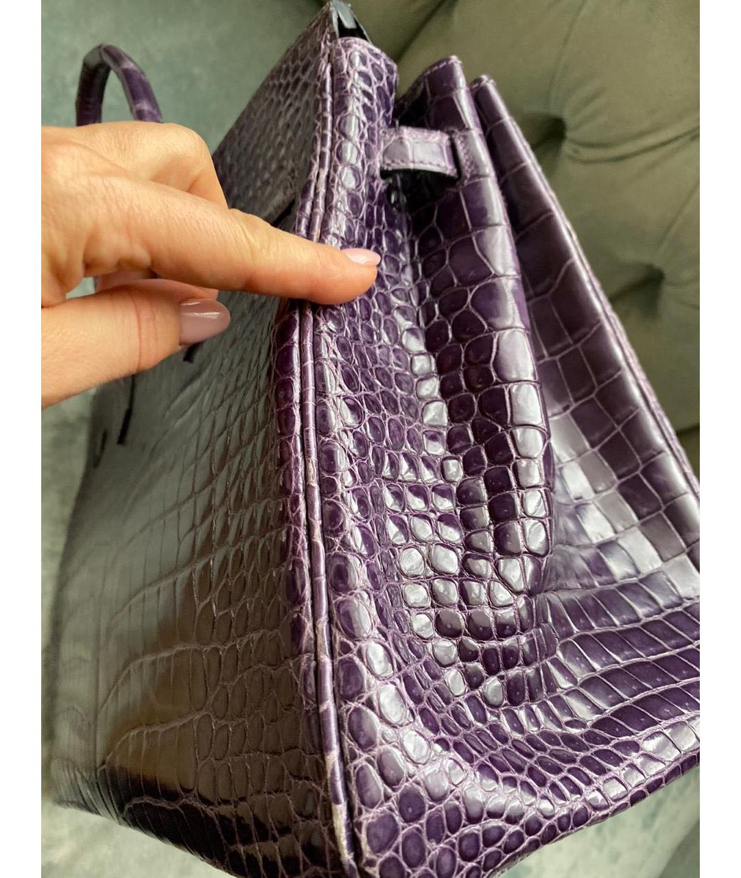 HERMES PRE-OWNED Фиолетовая сумка тоут из экзотической кожи, фото 5