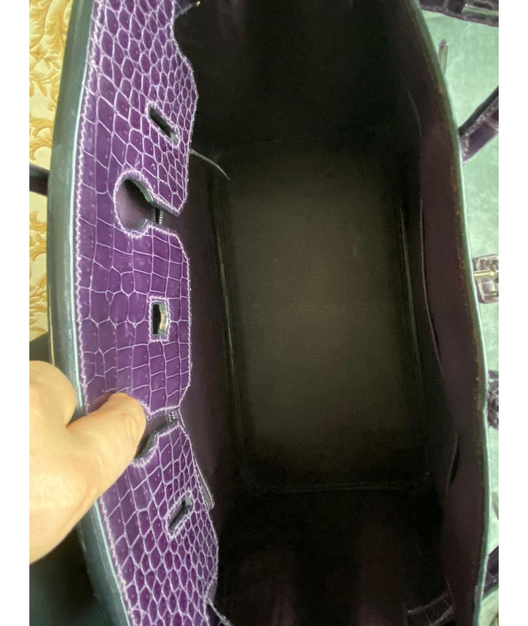 HERMES PRE-OWNED Фиолетовая сумка тоут из экзотической кожи, фото 8