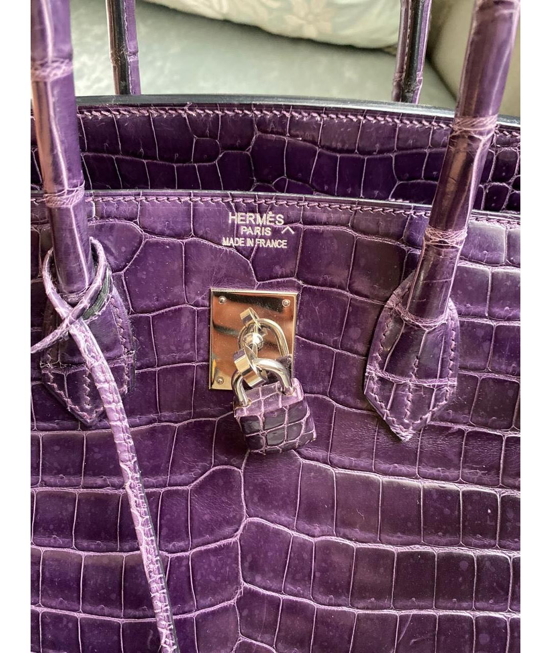 HERMES PRE-OWNED Фиолетовая сумка тоут из экзотической кожи, фото 6