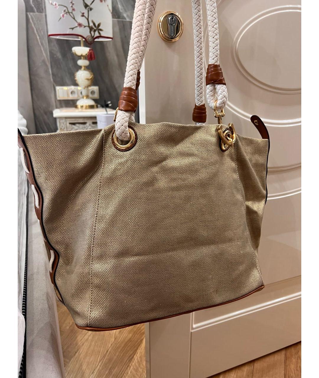 MICHAEL KORS Золотая пелетеная сумка тоут, фото 4
