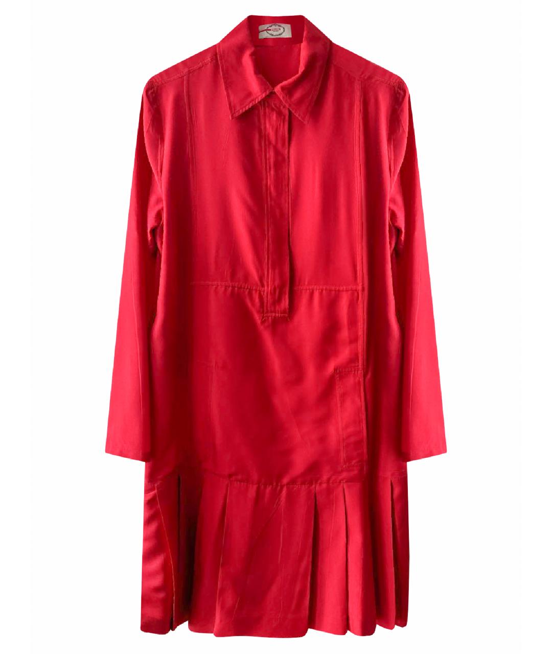 PRADA Красное шелковое коктейльное платье, фото 1