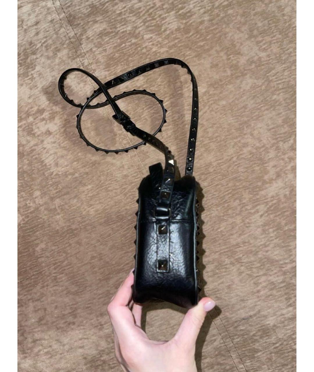 VALENTINO Черная кожаная сумка через плечо, фото 5