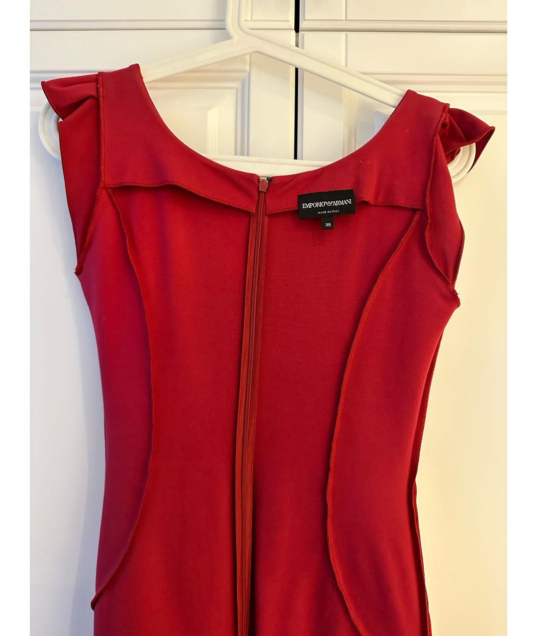 EMPORIO ARMANI Красное вискозное коктейльное платье, фото 3