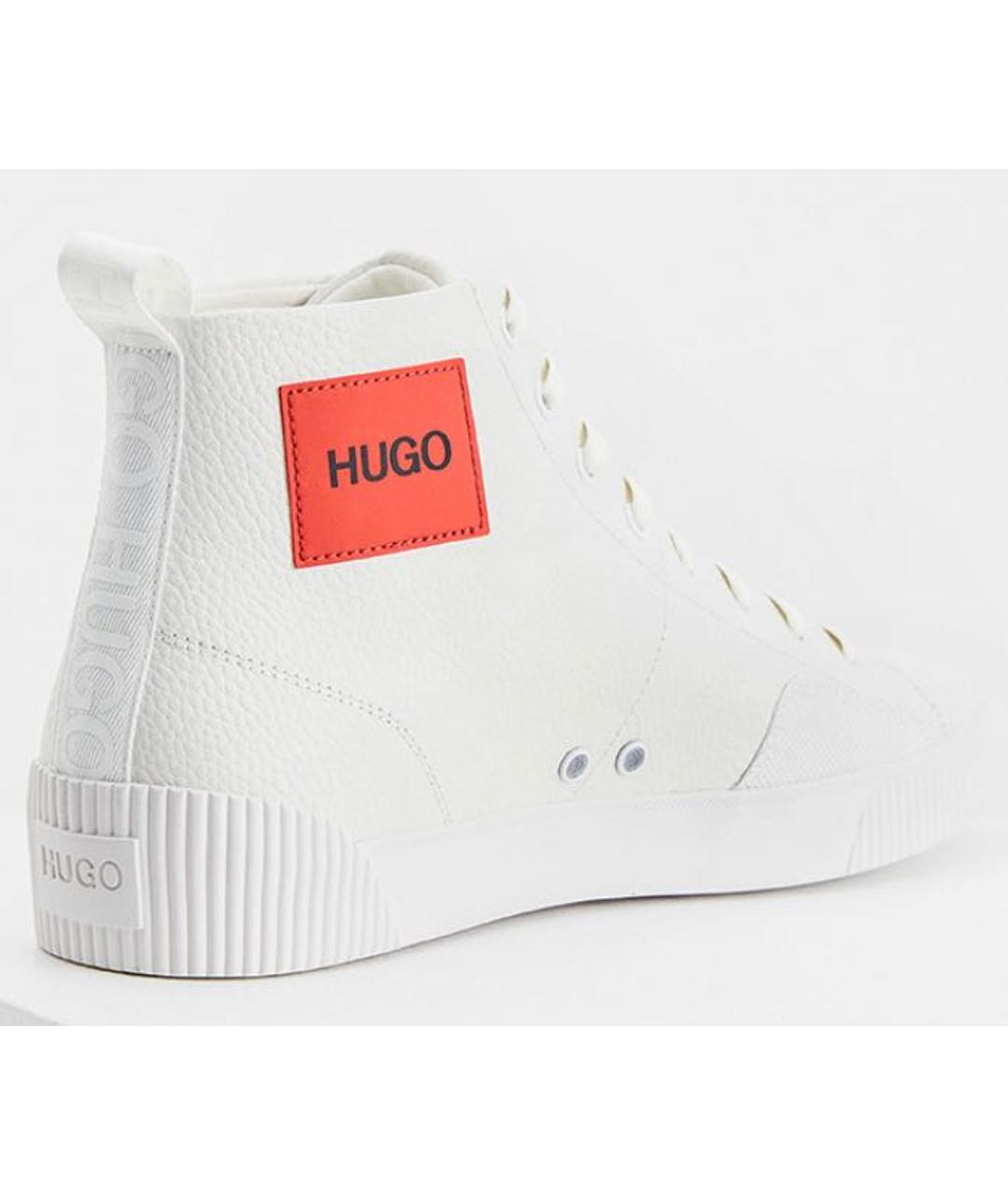 HUGO BOSS Белые кожаные высокие кроссовки / кеды, фото 4